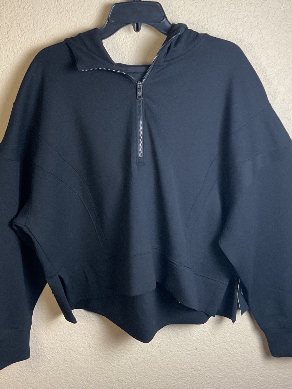 YPB Womens XL Black Neo Knit 1/4 Zip Pullover Jacket Athletic Sporty Cropped NWT